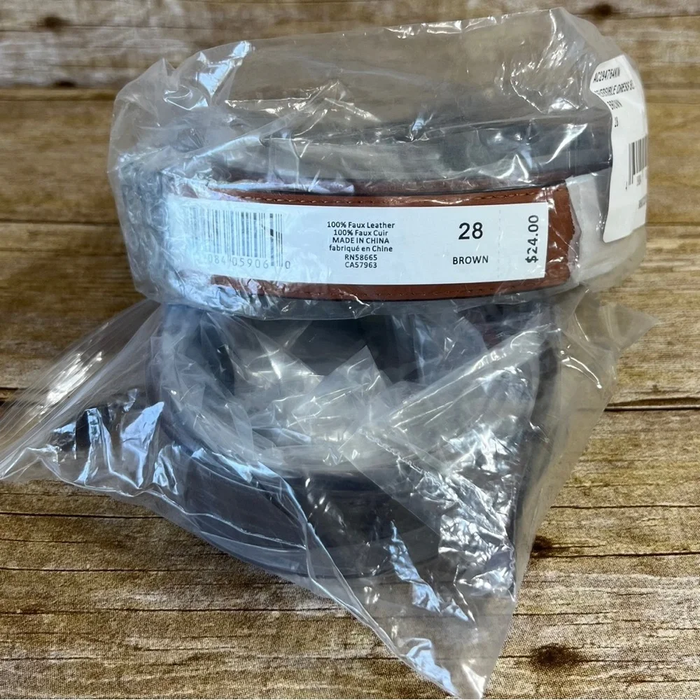 Nordstrom Kids Reversible Dress Belt Brown Faux Leather Size 28 AC294764KW